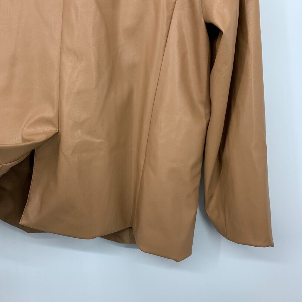 A New Day Blazer Faux Leather Brown Relaxed Fit Jacket NWT - Picture 10 of 11
